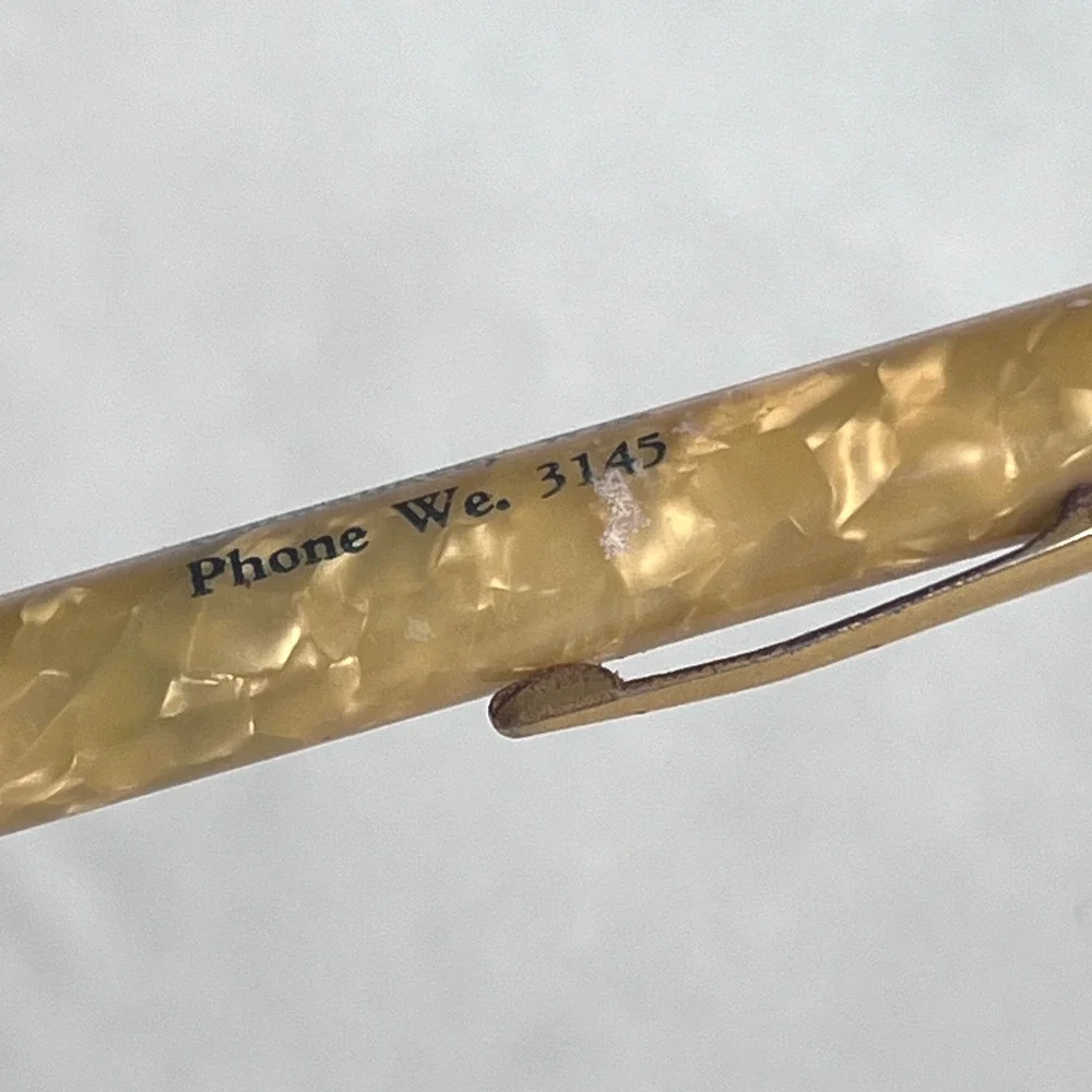 Vintage John's Tavern Milwaukee WI Advertising Mechanical Pencil Yellow Marbled